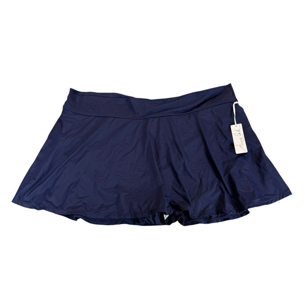 NWT Anne Cole 24W Soft Band Skirted Swim Bottom Skort Navy Blue $64 MYPB41401